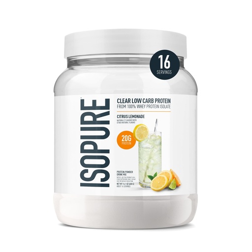[BRSWGFD5BB4AYHY6] Isopure Clear Whey Isolate Protein Powder, Lactose Free, Gluten Free, Naturally Flavored, Citrus Lemonade, 20g Protein Per Serving, 14.1 Oz, 16 Servings (Packaging May Vary)