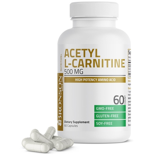 [BRSROAICCAAR6CA7] Bronson Acetyl L-Carnitine 500 MG High Potency Amino Acid Non-GMO, 60 Capsules