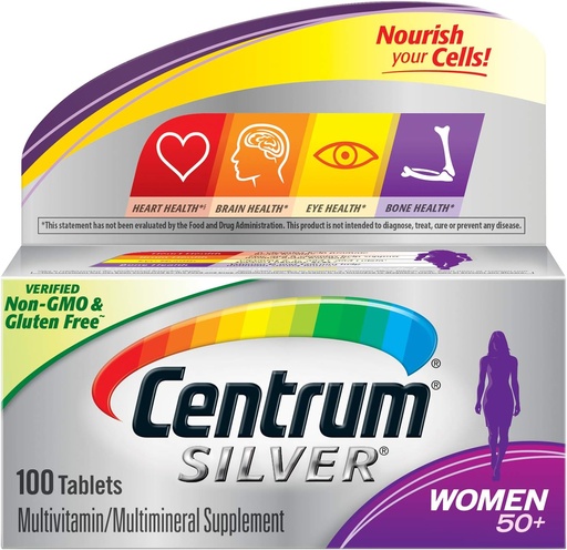 [BRSWKYQPAF4BME3O] Centrum sølv kvinner multivitamin / flerårige Supplement (100-talls tabletter)