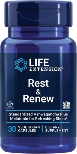 [BRSW2GAKCIHWE2DA] Life tension Restailed & Renew, for a Refreshing & Restorative Nights Sleep, Gluten-Free, Non-GMO, Vegetarian, 30 капсули