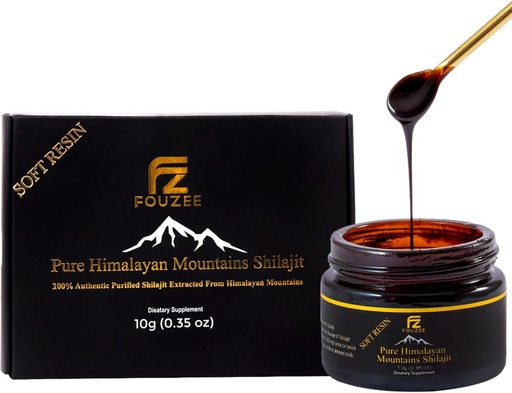 [BRSRAZIEB4JRAA3G] Čisté Himalájské Shilajit - Stopa Minerální dodatek pro ženy a muže - Všechny přírodní a autentické Shilajit Resin v jantarové skleněné láhvi - Fulvic Acid for Energy Boost & Imunity (10 Gram)