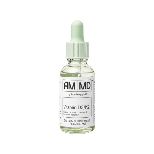 [BRSWY2YQOJ7Q43I3] Amy Myers MD Vitamin D3/K2 Liquid - Supports Bone Health, Immune Function & Hormone Balance - High Absorption - Non-Dairy, Gluten-Free - 1 fl oz (30 Servings)
