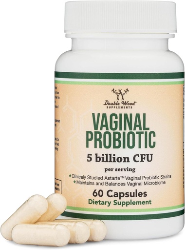 [BRSROAYEBB5WY3DV] Probiotiques vaginaux pour les femmes - Quatre probiotiques Étudiés cliniquement pour l'équilibre PH vaginal, le confort vaginal, le contrôle de l'odeur et l'équilibre microbiome (60 capsules, 5 milliards d'UFC par portion) par Double Wood