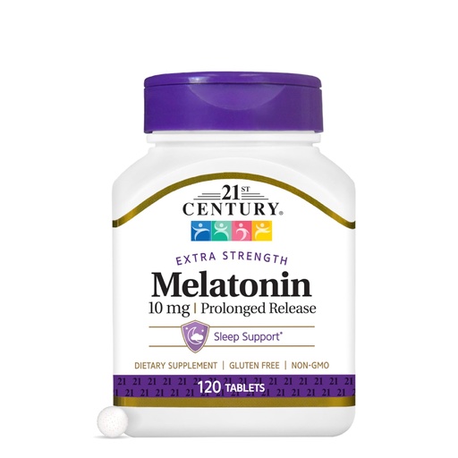 [BRSWYZA5PN7GOCLP] 21st Century Melatonin 10mg Extra Strength Tablets, (120 Count), Prolonged Release Sleep Aid for Adults, Promotes Relaxation & Restful Sleep, Non-Habit Forming, Gluten-Free, Non-GMO