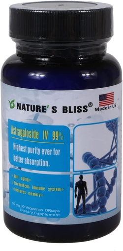 [BRSWIB32BQDWK3YV] Nature'sbliss Maagzuur Protected & Super-Absorptie Astragaloside IV 99%, Made in USA, 50mg, 30caps