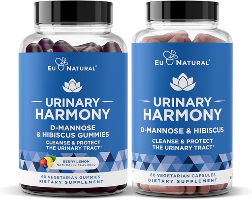 [BRSRA235DICGM2DV] Urinary Harmony Capsules and Gummies Bundle - Urinary Tract Health for Women – D-Mannose & Hibiscus Cleanse, Flush & Protect The Urinary System