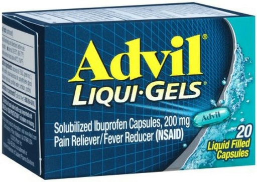 [BRSWIZY3OIIRG2Q5] Advil Liqui-Gels 20s Size 20s Advil Ibuprofen Pain Relief Liquid Filled Capsules 20ct
