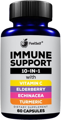[BRSRMEIRBZ4GC2Y2] Hỗ trợ yểm trợ Immune Booster với Elderberry C, Echichacea, Turmeric Curcumilus: 60 Count, 1 Pack