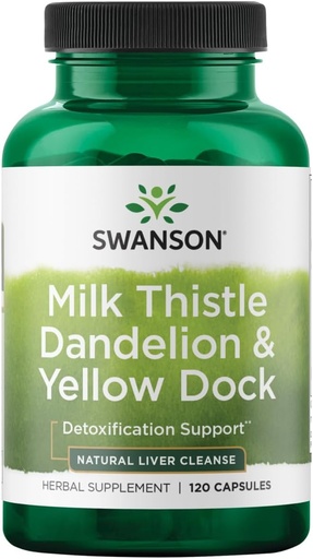 [BRSWKH32DIFBMFDL] Swanson Milk Thistle, Dandelion & Yellow Dock - Herbal Liver Supplement Supplement - Natural Supplement Helping to Contain Overall Health & Wellbeing - (120 kapsułek) 1 opakowanie