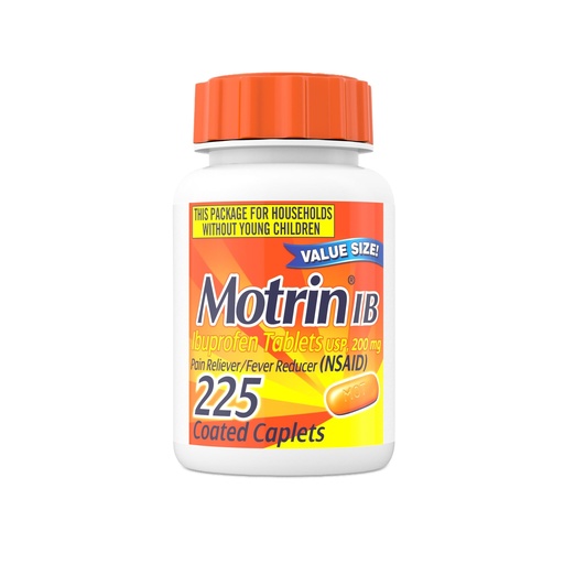 [BRSWIYL5DMNGGHLO] Motrin IB Ibuprofen Tablets, Pain Reliever, Temporarily Reduces Fever and Relieves Minor Pain, Muscle Aches, Headache, Backache, Nonsteroidal Anti-Inflammatory Drug, 200 Mg, 225 Count Value Size