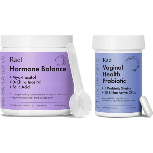 [BRSROBI2PIBGEHTG] Rael Supplement for Women Bundle - Hormone Balance, Fertility & Ovarian Support (30 Day Supply) & Probiotics, Digestive Enzymes, Urinary Tract Health (30 Day Supply)