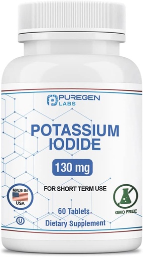 [BRSRMYYZBN7G2G34] Potassium Iodide Tablets 130 mg Kosher Iodine Tablets, Thyroid Support – 60 Tablets