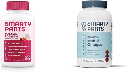 [BRSROAIPCQGWEGTO] SmartyPants Gummy Multivitamin for Women 50 and Over: Omega 3 Fish Oil (EPA/DHA), Methylfolate &amp; Multivitamin for Men, Gummies: Omega 3 Fish Oil (EPA/DHA), Methylfolate, CoQ10