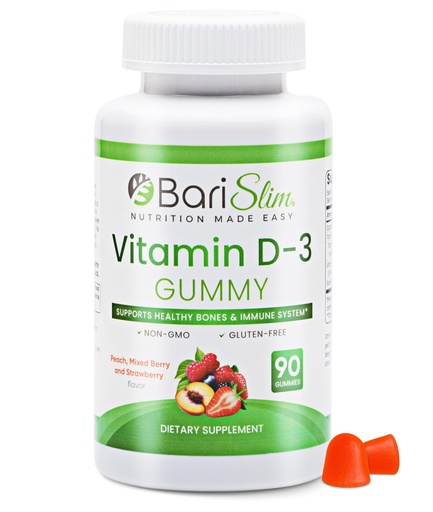 [BRSWGGT6O4BBGG3X] BariSlim Bariatric Vitamin D-3 Gummies - Specially Formulated Gummy Vitamin for Patients After Weight Loss Surgery - Easy to Digest and Great Tasting Fruit Flavors | 90 Fruit Chews