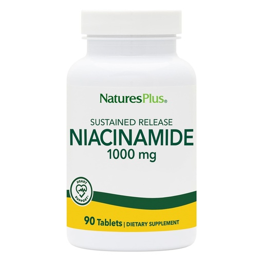 [BRSWIYTYCUOGOYL2] NaturesPlus Niacinamide, Sustained Release - 1000 mg, 90 Tablets - High-Potency Vitamin B3 Supplement - Vegetarian, Gluten Free - 90 Servings