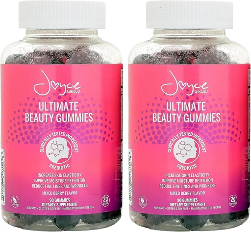 [BRSRMCATDJYBSFI3] Joyce Giraud Ultimate Beauty Gummies, 60-Day Supply, soporta la hidratación de la piel " Healthy Skin Tone, 180 Gummies