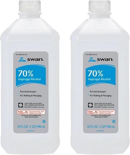 [BRSWIY33CJYRMFI3] Swan 70% Rubbing Alcohol, 32 Fl oz (Pack of 2)
