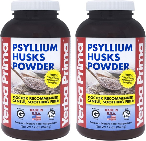 [BRSWIGYQCIJQ223K] Yerba Prima Psyllium Husk Powder 12 oz (2-es csomag) - Természetes rostok hozzáadása