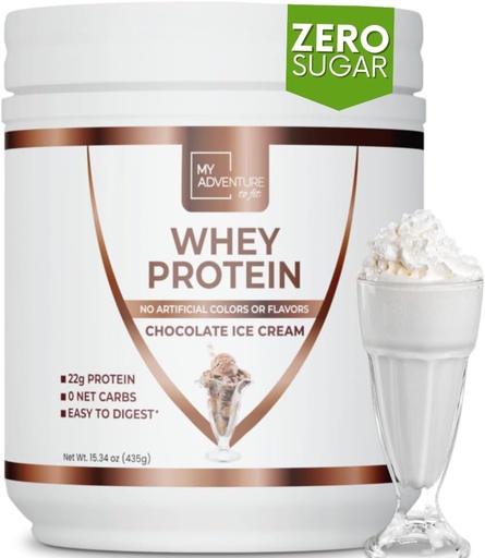 [BRSROEIPPJYBSAIV] My Adventure to Fit Whey Isolate Protein Powder - Low Carb Protein Powder for Women - Stevia Whey Isolate Protein for Muscle Growth - Protein Powder (Chocolate Ice Cream, 15 zerbitzatu)