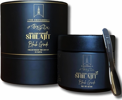 [BRSRAZIRCMNRUCTH] SHILAJIT 100% Pure Nepalese Himalayan SHILAJIT Resin - Black Grade Ayurvedic Supplement, Honey Infused, Hand-Harvested, Lab-Tested, 60g (150 Servings), Vegan, Organic, Gluten-Free