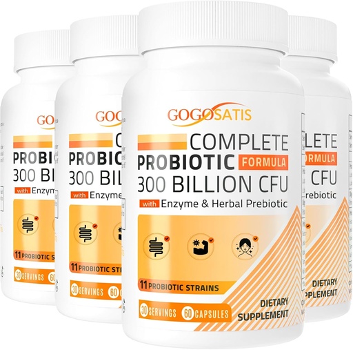 [BRSROZI6AAIB63DD] Probiotics for Women & Men, 300 Billion CFU 11 Strains + Organic Herbal & Digestive Enzymes, Probiotic for Digestive Health, Gas & Bloating, Immune, Gut Health for Women & Men, Shelf Stable, 240 Caps