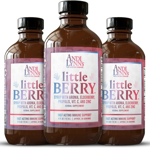 [BRSWYAT3DEPAAYL7] Andi Lynn LittleBerry, Elderberry Syrup untuk Anak-anak dengan Vitamin C & Zinc, Fast- Akting Imune Dukungan Herbal Supplemen, 4 oz (3- Pack)