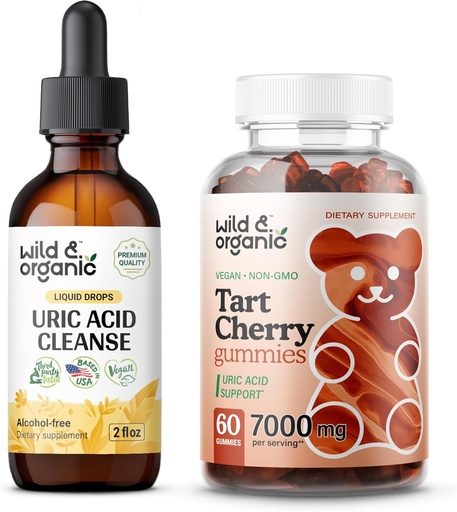 [BRSRAGIQCB6GA2T2] Wild & Organic Uric Acid Cleanse Tincture 2 fl oz & Tart Cherry Gummies