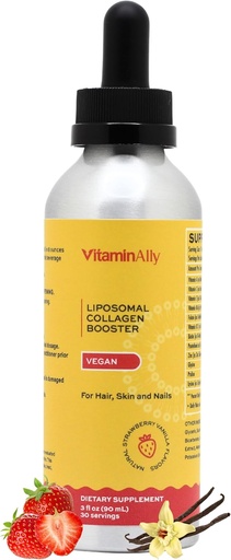 [BRSROHYQPMCQ2YDJ] Vegan Liposomal Liquid Collagen Booster Drops | Supports Healthy Hair, Skin and Nails | Vegan | Non-GMO | Sugar Free | Gluten Free | Easy to Use