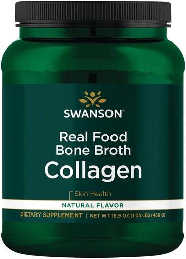 [BRSWGHAKCQGWOH33] Swanson Real Food Bone Broth Collagen - Natural Flavor 16.9 oz Pwdr