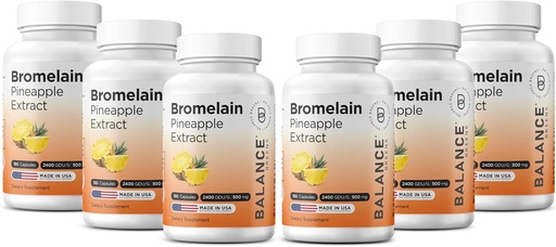 [BRSROC33CB5A4D3D] Balancebreens Bromelain 500mg Cápsulas – 2400 GDU Pineapple Extract Supplement for Joint Support, Natural Swelling Support, and Healthy Digestion – 180 Cápsulas Orgánicas Made in USA