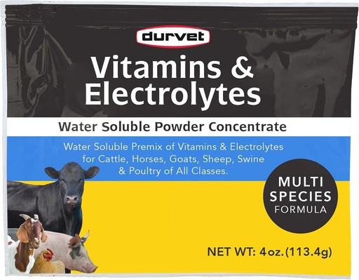 [BRSWIYQBBMCQCG3C] Durvet Vitamins & Electrolytes Conc, 4 oz (113.4g)