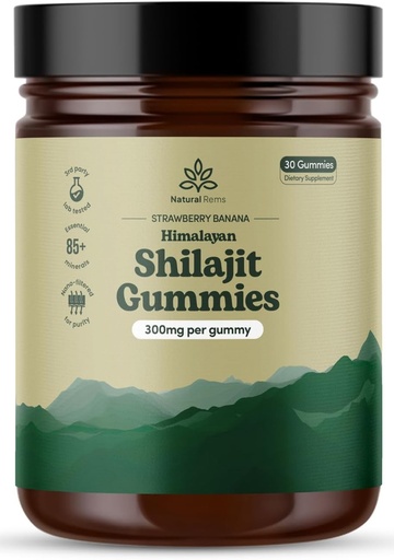 [BRSRAAY3AV5R6HL5] Natural Rems Organic Shilajit Gummies for Men and Women - Lab Tested - Made in USA - Pure Himalayan Organic - Fulvic Acid - Energy and Focus - Holistic Health Supplements (Strawberry Banana)
