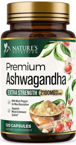 [BRSWGZIOBF7GKDY4] Ashwagandha Supplements - Premium Ashwagandha Capsule for Women & Men, Natural Antioxidant Support Ashwa Root Extract, Extra Strength Calm Support with Black Pepper, Vegan - USA Bottled - 120 Capsules