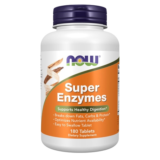 [BRSWIY32BQIR6E3M] NOW Foods Supplements, Super Enzymes, Formulated with Bromelain, Ox Bile, Pancreatin and Papain, 180 Tablets