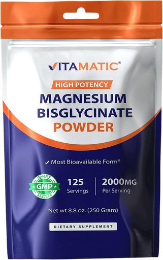 [BRSRAZA5OYPGKCQ6] Vitamatic Magnesium (from Bisglycinate & Oxide) - Supports Muscle, Joint, and Heart Health 250 Grams - 125 Servings