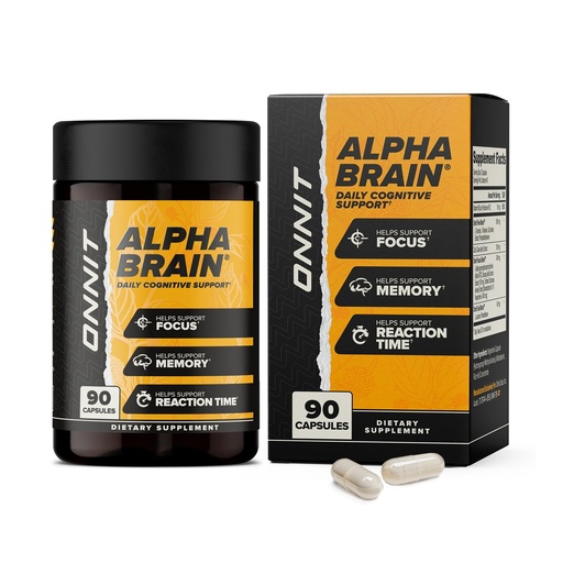 [BRSWGBIZOQMGCG3L] ONNIT Alpha Brain Nootropic Brain Supplement for Focus, Memory, Mental Clarity, Cognitive Support with L-Theanine and Vitamin B6, 90 Count