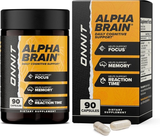 [BRSWGBIZOQMGCG3L] ONNIT Alpha Brain Nootropic Brain Supplement for Men & Women, IGENTM Non-GMO Tested | Memory, Mental Clarity & Cognitive Improvement | Focus Capsules with L-Theanine, Vitamin B6 (90 Count)