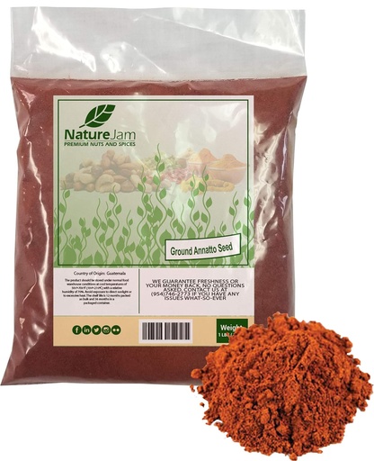 [BRSWGHA6CUIWODTX] Ground Annatto Seed Powder Bulk Bag 1 Pound-The Most Powerful Source of Vitamin E Tocotrienols