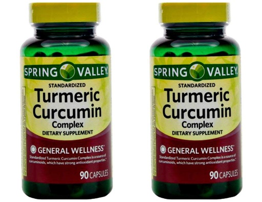 [BRSWICQ2ON5BKHDA] Spring Valley Standerdized Complex Turmeric Curcumin Dietary Supplement Capsules, 500 mg, 90 count, 2 pk
