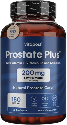 [BRSWGHYEDF5WC3DG] Prostate Plus Natural Prostate Care and Urinary Health Supplement for Men Enriched with Saw Palmetto, B6 bitamina, E bitamina, Selenium eta Zinc 180 kapsulak