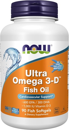 [BRSWIZQPOICQIFTG] Suppléments, Ultra Omega 3-DTM, Omega-3 Huile de poisson + Vitamine D-3, Soutien cardiovasculaire*, 90 Softgels