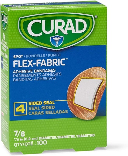 [BRSWIHIEAUIRCHTK] Curad Flex Fabric Spot Adhesive Bandages, Bandage Diameter is 7/8" (Box of 100)