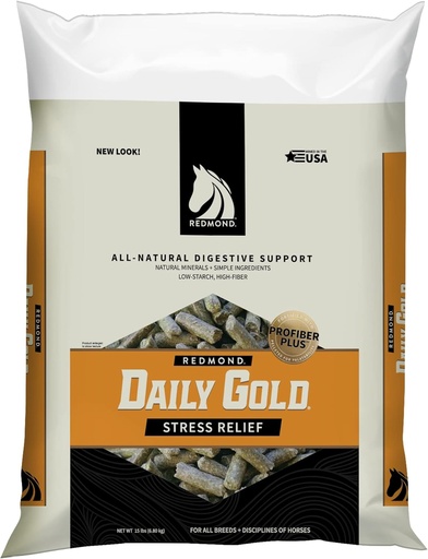 [BRSRMGQRPNYWYCI7] REDMOND Daily Gold Pellets Stress Relief, Natural Healing Clay for Gastric Ulcers in Horses (15 LB)