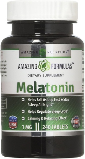 [BRSWIAD3AFYGOCDO] Amazing Formulas Melatonin 1 Mg Tablets (Non GMO,Gluten Free) - Best Choice of Natural Sleep Aid Supplement – Promotes Calming and Relaxing Effect - 240 Tablets - Suitable for Vegetarian