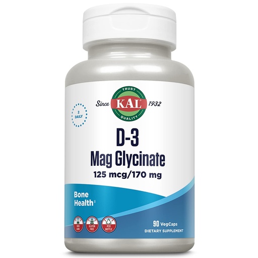 [BRSW2CA3CB7A4FD5] KAL Vitamin D3 & Magnesium Glycinate, Enhanced Absorption Formula with BioPerine, Muscle & Bone Health Support, Immune Support & More, Non-GMO, Gluten Free, 45 Servings, 90 VegCaps