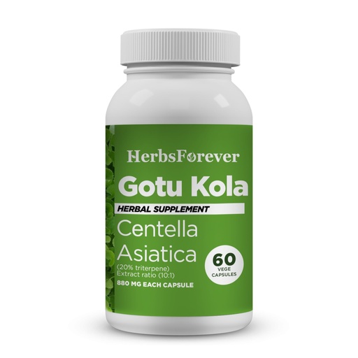 [BRSWIYIZOACQ4HTA] Herbsforever Gotu Kola (Centella Asiatica)-Extra Strength(10:1) Extract Equiv. to 4300 mg Leaves & Plant Powder Per Serving Support Cognitive,Memory Focus,Calm,Skin |60Veg Capsules|800mg|Adaptogen