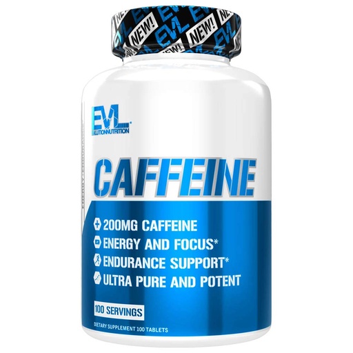 [BRSWYYIPO4HW2CA4] Evlution Nutrition Caffeine - Energy, Focus, & Endurance Support - 200mg of Caffeine Per Serving - Ultra Pure & Potent - Maximize Work, Training & More - Dietary Supplement - 100 Servings -100 Tablets