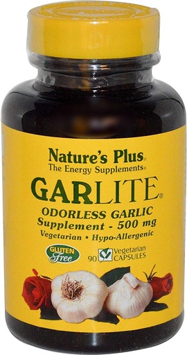 [BRSWIYTYO4HGGCTC] NaturesPlus Garlite Odorless hvitløk - 90 Kapsler - Vegetarisk, Glutenfri - 90 Serveringer