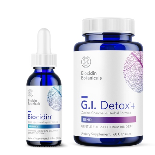 [BRSW2GD7DF6QGCLL] Bio-Botanical Research Biocidin Liquid Formula (1 oz) with GI Detox+ Gentle Binder - Two-Product Detoxification Bundle to Support Cleansing & Digestion - Assists in Toxin & Biofilm Removal