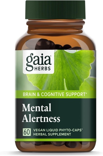 [BRSWIYL7C4ARU3LE] Gaia Herbs Ruh Alertness - Brain Support Supplement & Memory * - Eleuthero, Ginkgo Leaf, Gotu Kola, Rosemary & Oats - 60 Vegan Liquid Phyto-Capsules (15-Day Supply)